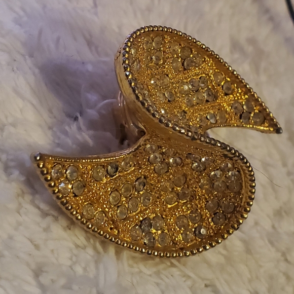 Abstract Wave Crystal Brooch 1960s - Picture 2 of 13